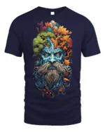 Forest Spirit Tree Wizard T-shirt Nature Art - navy t-shirt on white background
