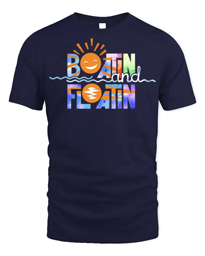 Boatin and Floatin Summer Vibes T-shirt - navy t-shirt on white background