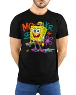 Retro Skater Sponge Graphic T-shirt Youth Style - model wearing black shirt, hands behind back