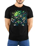 Leaf Monster Forest Guardian T-shirt Fantasy Art - model wearing black shirt, hands behind back