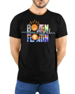 Boatin and Floatin Summer Vibes T-shirt - model wearing black shirt, hands behind back