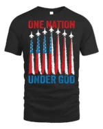 One Nation Under God Patriotic Jet T-Shirt - black t-shirt on white background