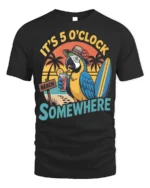 It’s 5 O’Clock Somewhere Beach T-Shirt - black t-shirt on white background