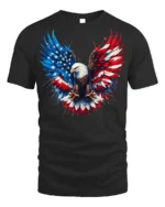 Patriotic Eagle American Flag T-Shirt - black t-shirt on white background