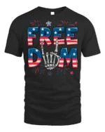 Freedom Skeleton Hand USA Flag T-Shirt - black t-shirt on white background