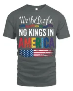 No Kings in America Patriotic Pride T-Shirt - gray t-shirt on white background