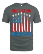 One Nation Under God Patriotic Jet T-Shirt - gray t-shirt on white background