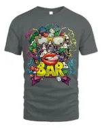 Retro Pop Art BAR Graphic T-Shirt for Adults - gray t-shirt on white background