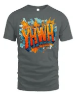 YHWH Graffiti Style Christian T-Shirt - gray t-shirt on white background