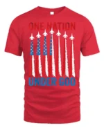 One Nation Under God Patriotic Jet T-Shirt - red t-shirt on white background
