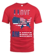 I Love America USA Flag Patriotic T-Shirt - red t-shirt on white background