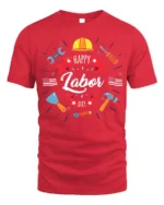 Happy Labor Day T-Shirt for Patriotic Workers - red t-shirt on white background