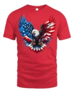 Patriotic Eagle American Flag T-Shirt - red t-shirt on white background