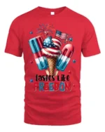 Tastes Like Freedom USA Ice Cream T-Shirt - red t-shirt on white background