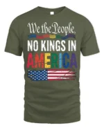 No Kings in America Patriotic Pride T-Shirt - military green t-shirt on white background