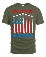 One Nation Under God Patriotic Jet T-Shirt - military green t-shirt on white background