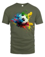 Color Splash Soccer Ball Graphic T-Shirt - military green t-shirt on white background