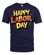 Bold Happy Labor Day Graphic T-Shirt USA - navy t-shirt on white background