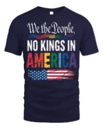No Kings in America Patriotic Pride T-Shirt - navy t-shirt on white background