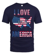 I Love America USA Flag Patriotic T-Shirt - navy t-shirt on white background