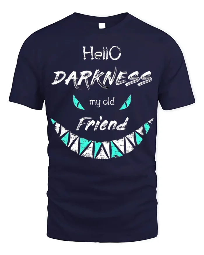 Hello Darkness My Old Friend T-Shirt - navy t-shirt on white background