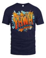 YHWH Graffiti Style Christian T-Shirt - navy t-shirt on white background