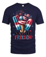 Tastes Like Freedom USA Ice Cream T-Shirt - navy t-shirt on white background