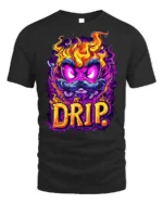 Flaming Mustache Drip Street Art Graphic T-Shirt - black t-shirt on white background