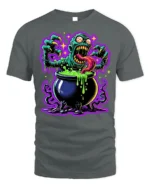 Zombie Cauldron Monster Horror Art T-Shirt - gray t-shirt on white background