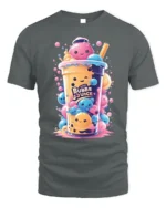 Kawaii Bubble Tea Cute Boba Drink Art T-Shirt - gray t-shirt on white background