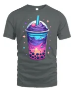 Galaxy Boba Bubble Tea Cosmic Drink T-Shirt - gray t-shirt on white background