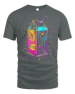 Neon Cyberpunk Milk Carton Futuristic T-Shirt - gray t-shirt on white background