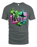 Wicked Witch Neon Smoke Fantasy Art T-Shirt - gray t-shirt on white background