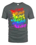 Rainbow Love Graffiti Pride Splash Art T-Shirt - gray t-shirt on white background