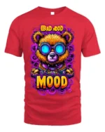 Bad Mood Bear Neon Goggles Street Art T-Shirt - red t-shirt on white background