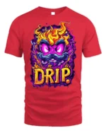 Flaming Mustache Drip Street Art Graphic T-Shirt - red t-shirt on white background
