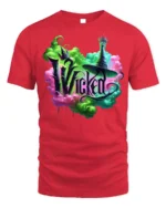 Wicked Witch Neon Smoke Fantasy Art T-Shirt - red t-shirt on white background