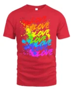 Rainbow Love Graffiti Pride Splash Art T-Shirt - red t-shirt on white background