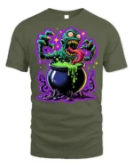 Zombie Cauldron Monster Horror Art T-Shirt - military green t-shirt on white background