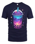 Galaxy Boba Bubble Tea Cosmic Drink T-Shirt - navy t-shirt on white background