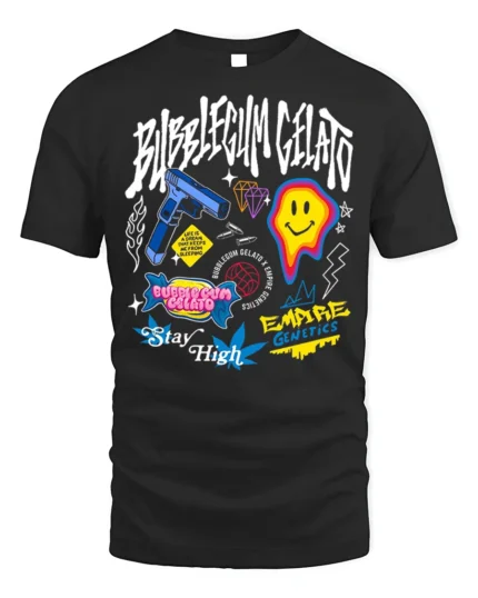 Bubblegum Gelato Street Art Graphic Black T-Shirt - black t-shirt on white background