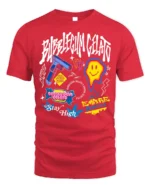 Bubblegum Gelato Street Art Graphic Black T-Shirt - red t-shirt on white background