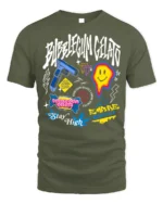 Bubblegum Gelato Street Art Graphic Black T-Shirt - military green t-shirt on white background