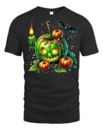 Green Poison Apple Pumpkin Halloween T-Shirt - black t-shirt on white background