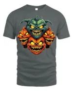 Evil Multi-Headed Pumpkin Monster T-Shirt - gray t-shirt on white background