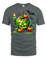 Green Poison Apple Pumpkin Halloween T-Shirt - gray t-shirt on white background