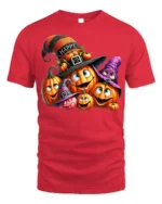 Smiling Pumpkin Family Halloween Party T-Shirt - red t-shirt on white background