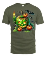 Green Poison Apple Pumpkin Halloween T-Shirt - military green t-shirt on white background