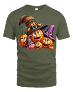 Smiling Pumpkin Family Halloween Party T-Shirt - military green t-shirt on white background