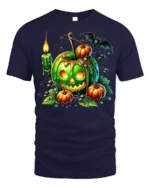 Green Poison Apple Pumpkin Halloween T-Shirt - navy t-shirt on white background